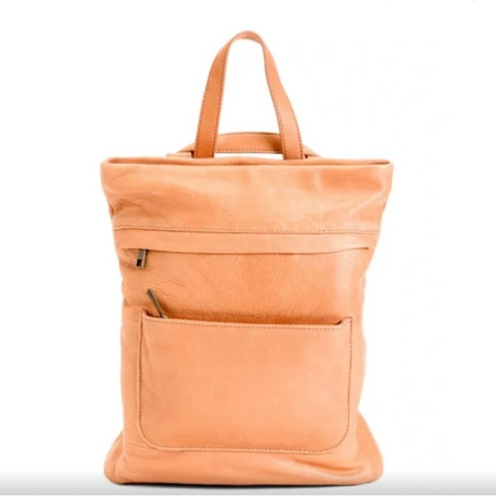Aspen Camel Tan Leather Convertible Strap Backpack